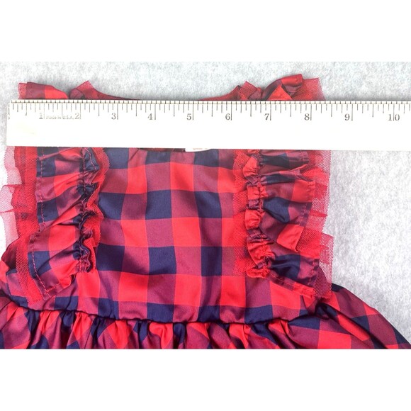 Cat and Jack Baby Dress 6-9 Months Red Check Plaid Ruffle Lined Gown Party - Picture 5 of 13